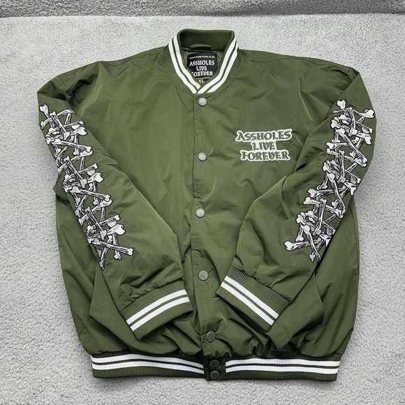 Other - A**holes‎ Live Forever Mens XL Green Varsity Polyester Bomber Jacket Puffer Coat